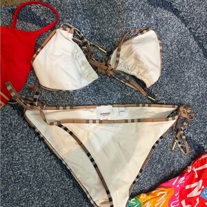 Burberry “AUTHENTIC” White Bikini with Check Accents
